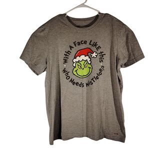 Life Is Good tshirt mens L Large gray grinch graphic tee crusher short sleeve